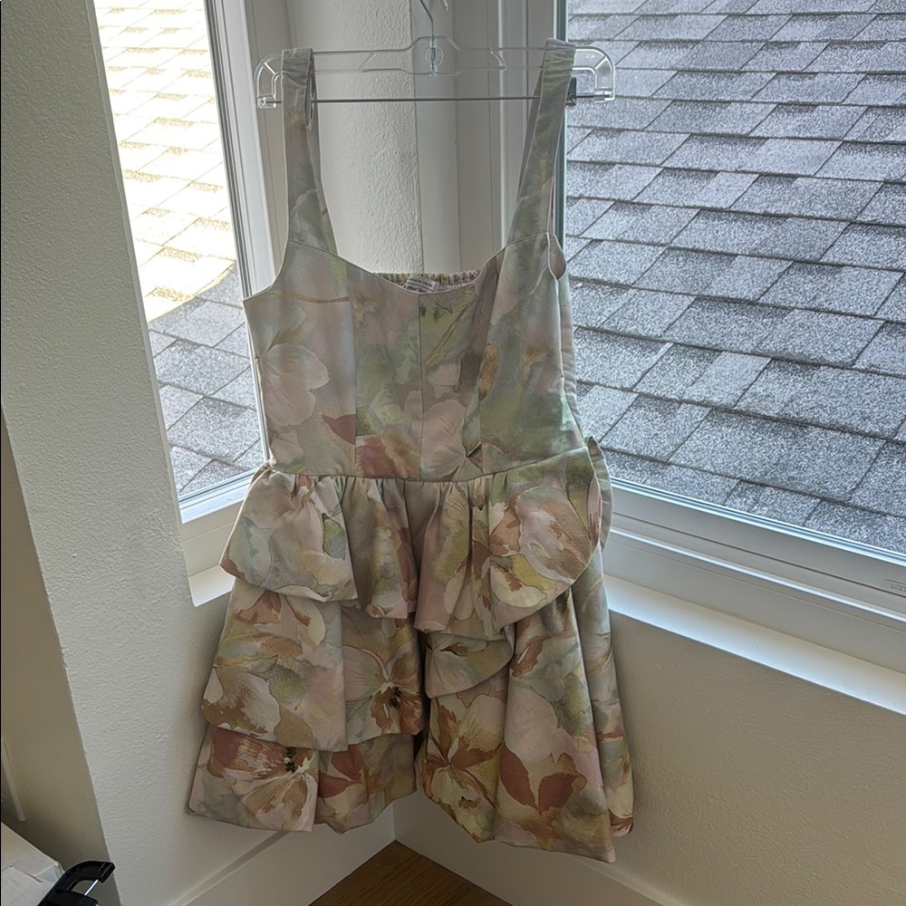 & Other Stories Pastel Tiered Bubble Floral Mini Dress